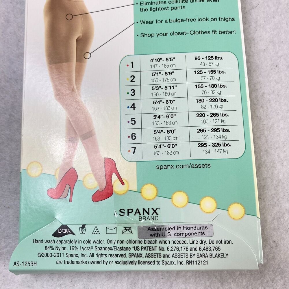 SPANX Assets by Sara Blakely Footless Shaper Tights Pantyhose‎ Nude Brown Size 6 - Picture 6 of 7